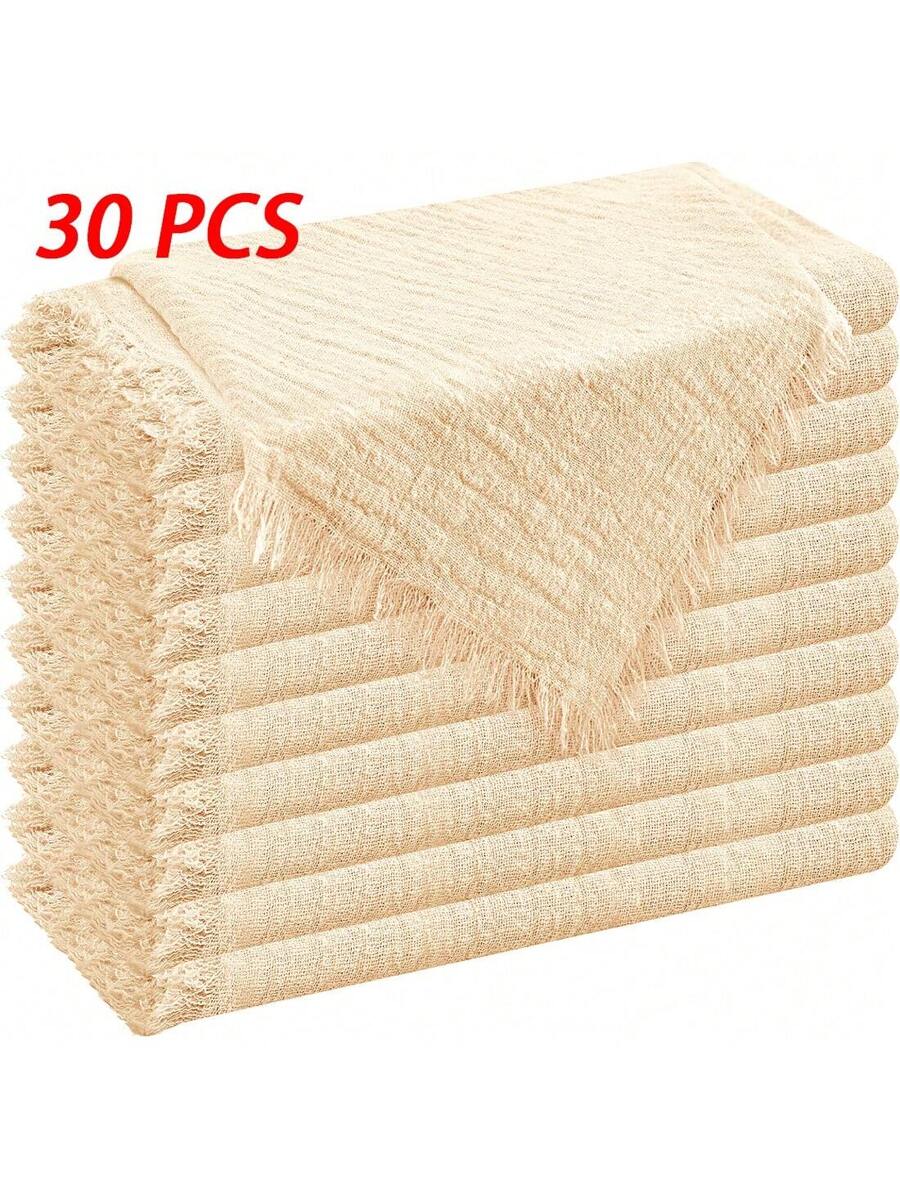 10-20-30-40-50-60pcs Tasseled Napkins, Soft And Absorbent, Reusable Cloth Napkins -12