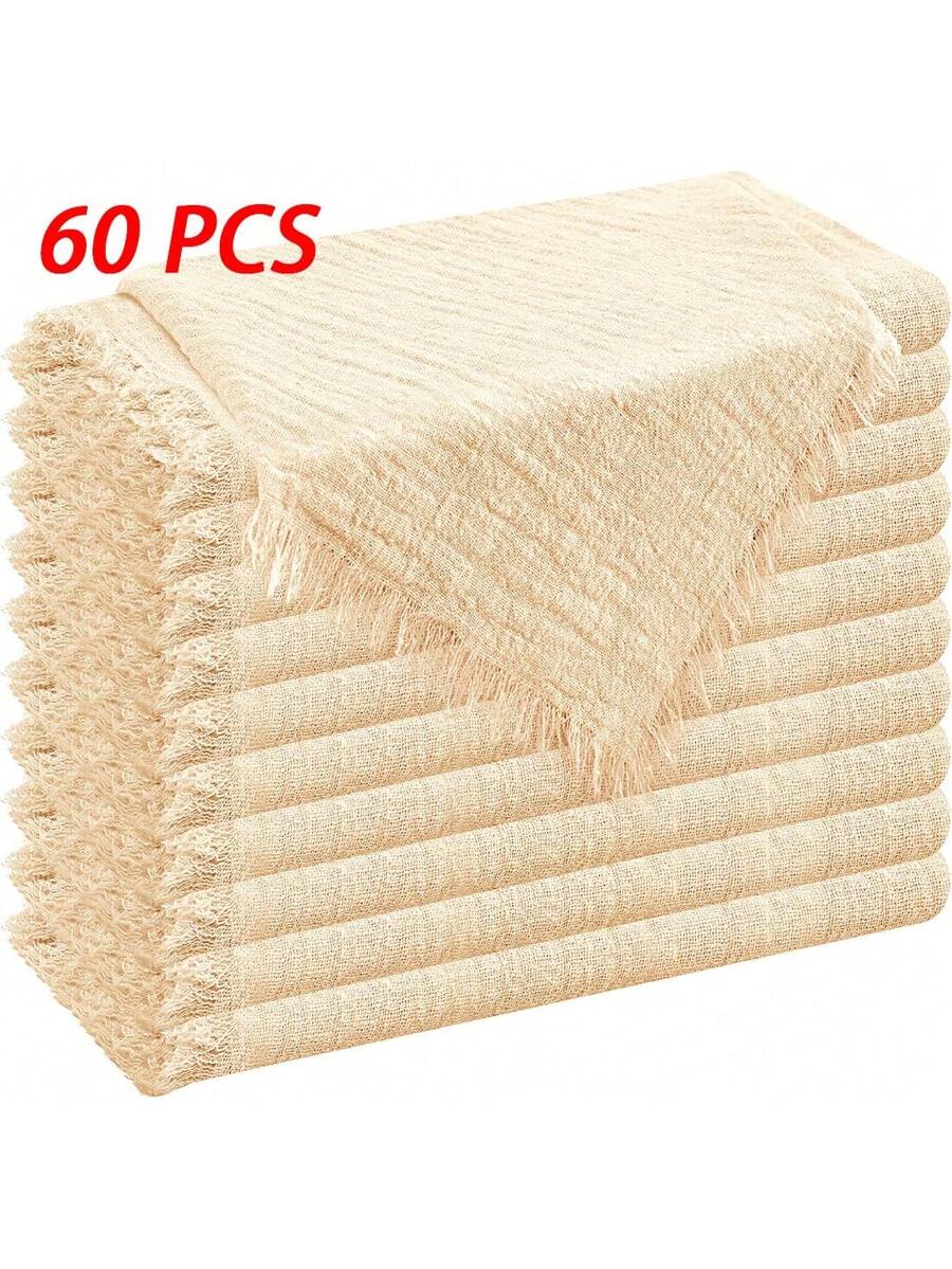 10-20-30-40-50-60pcs Tasseled Napkins, Soft And Absorbent, Reusable Cloth Napkins -14