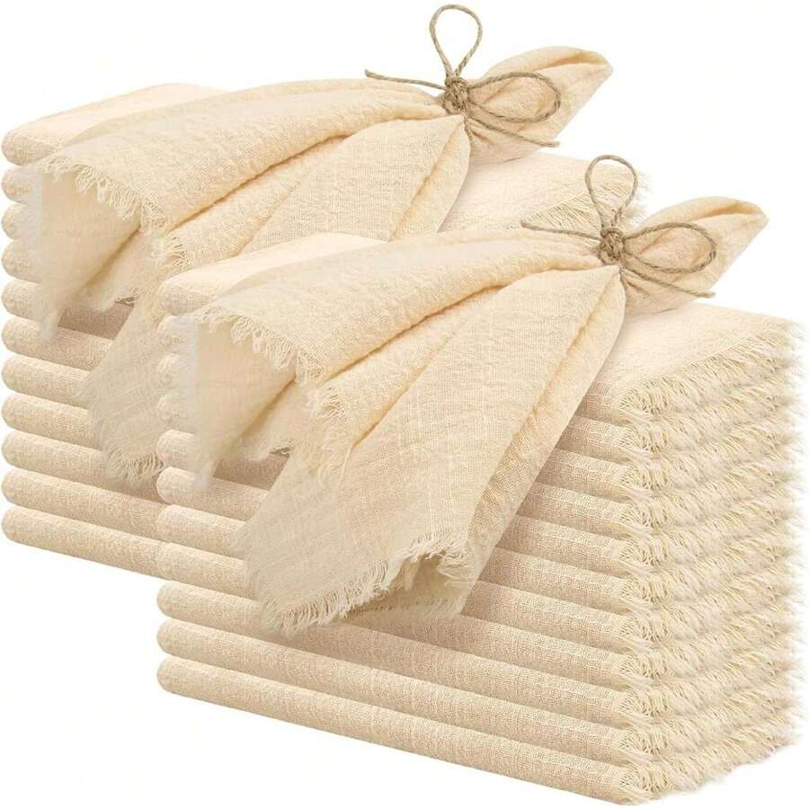 10-20-30-40-50-60pcs Tasseled Napkins, Soft And Absorbent, Reusable Cloth Napkins -16