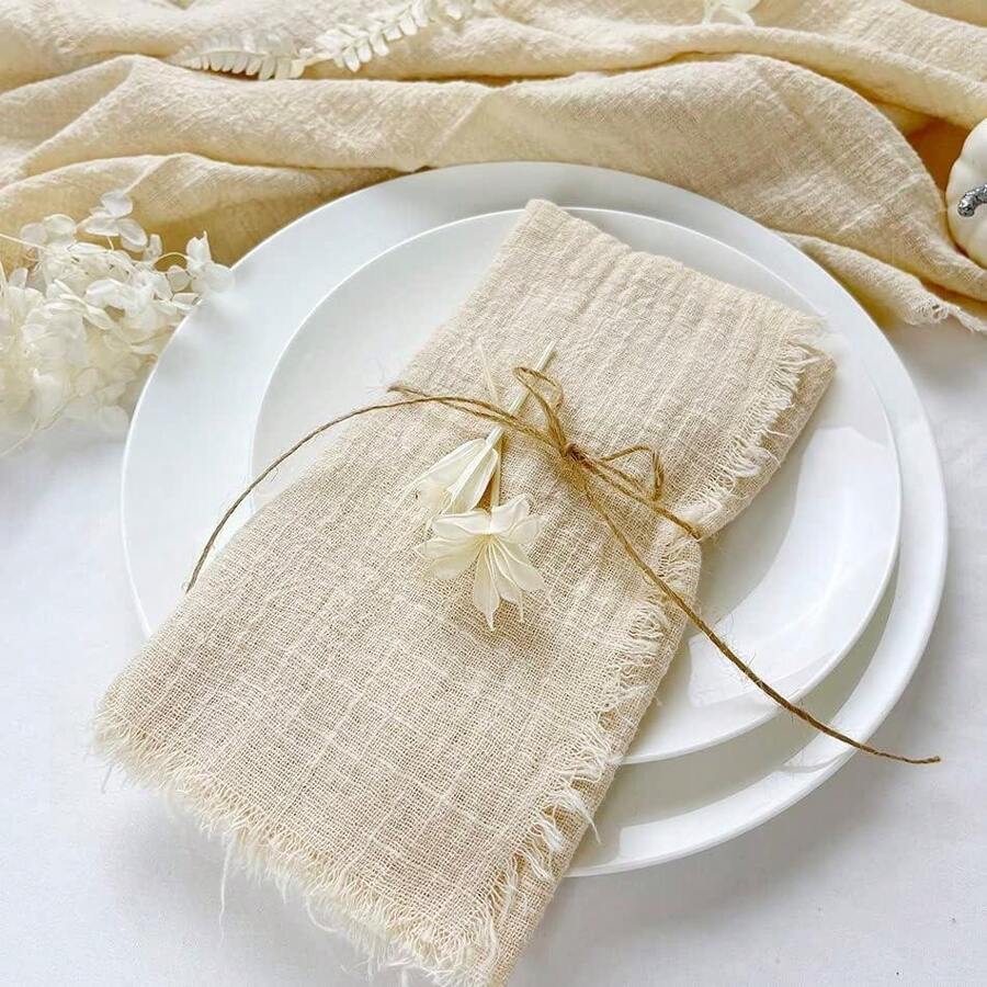 10-20-30-40-50-60pcs Tasseled Napkins, Soft And Absorbent, Reusable Cloth Napkins -18