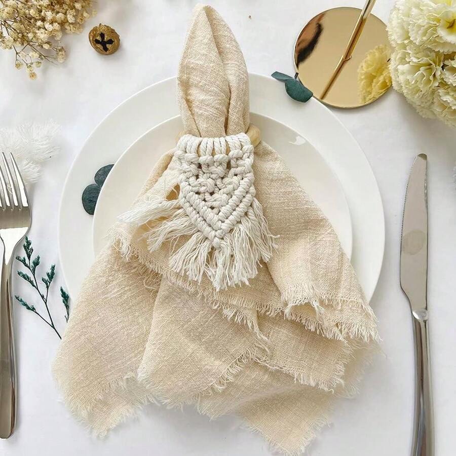10-20-30-40-50-60pcs Tasseled Napkins, Soft And Absorbent, Reusable Cloth Napkins -19