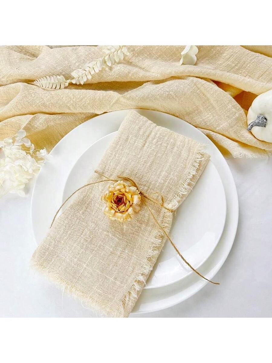 10-20-30-40-50-60pcs Tasseled Napkins, Soft And Absorbent, Reusable Cloth Napkins -3