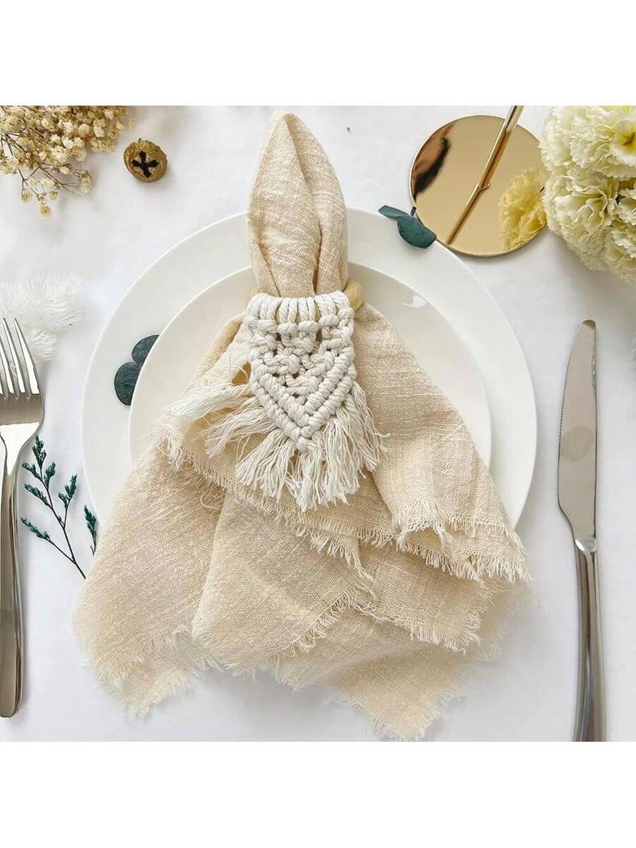 10-20-30-40-50-60pcs Tasseled Napkins, Soft And Absorbent, Reusable Cloth Napkins -4