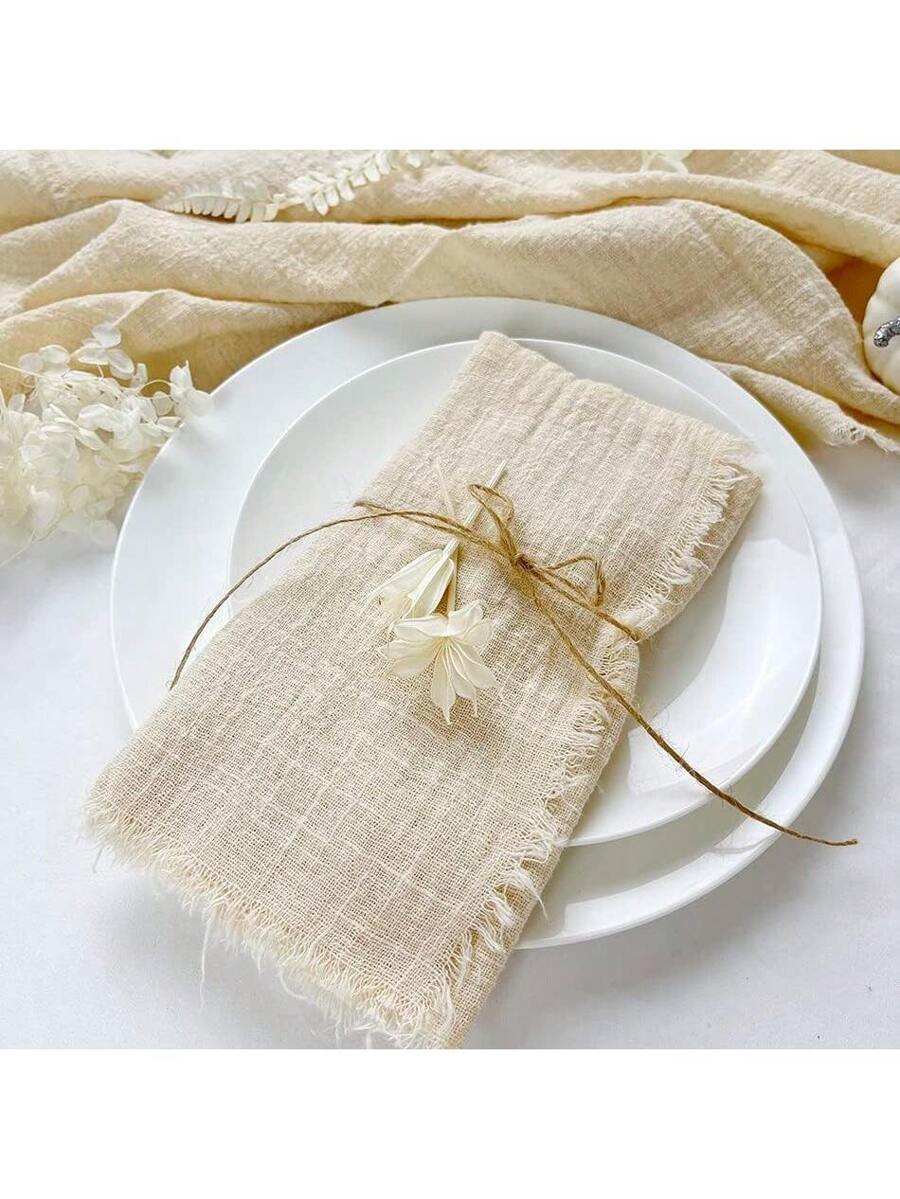 10-20-30-40-50-60pcs Tasseled Napkins, Soft And Absorbent, Reusable Cloth Napkins -5