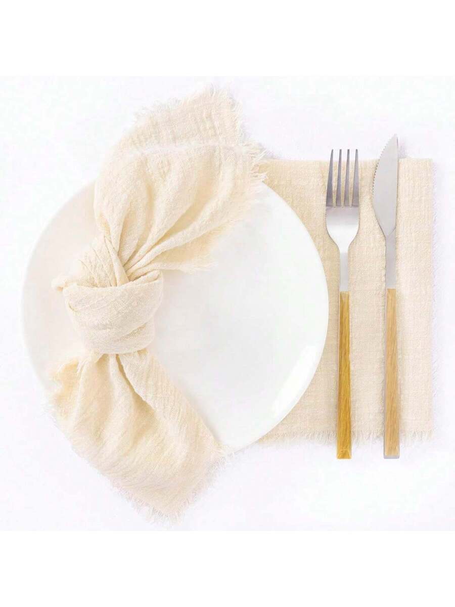 10-20-30-40-50-60pcs Tasseled Napkins, Soft And Absorbent, Reusable Cloth Napkins -6