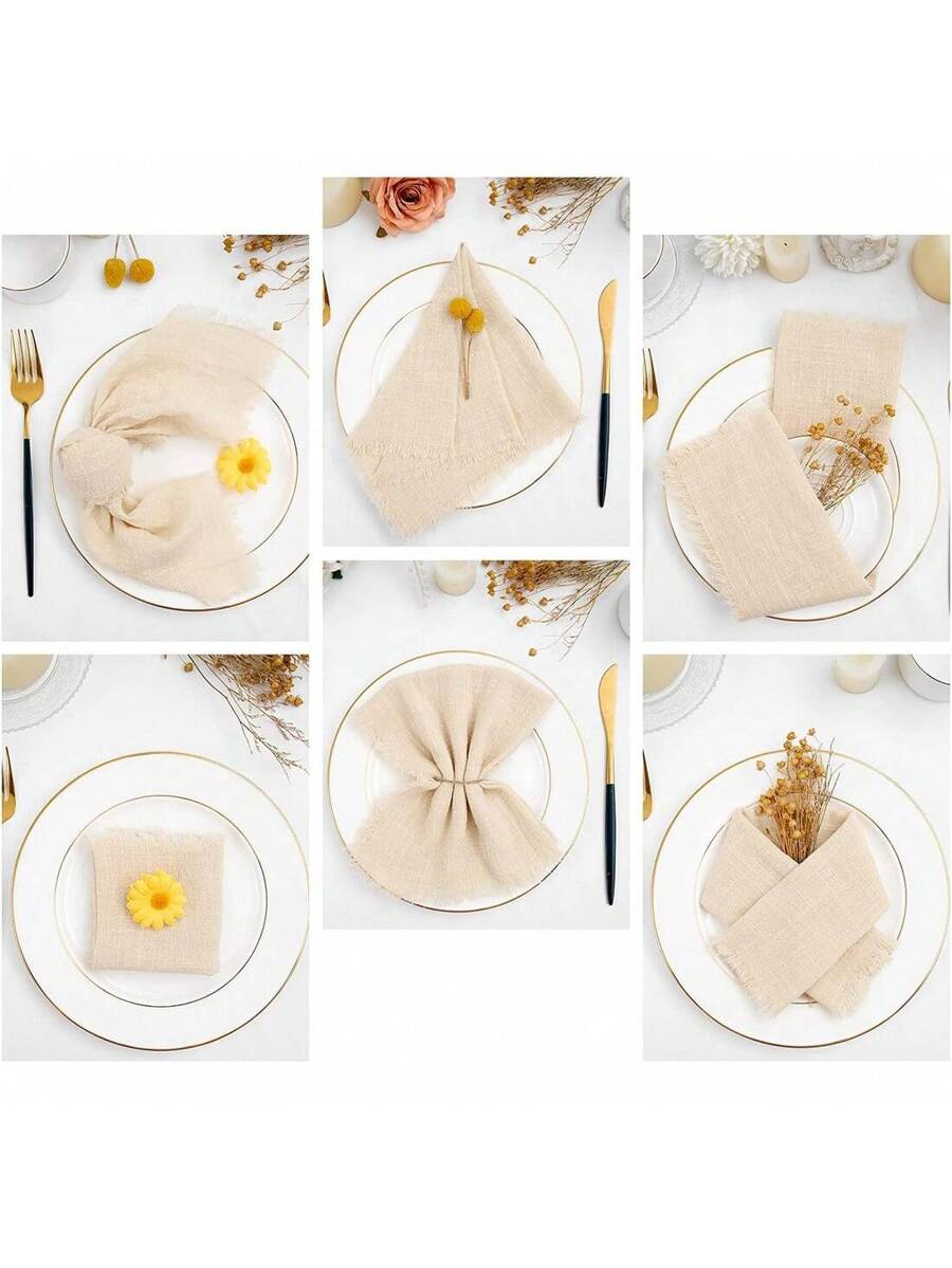 10-20-30-40-50-60pcs Tasseled Napkins, Soft And Absorbent, Reusable Cloth Napkins -7