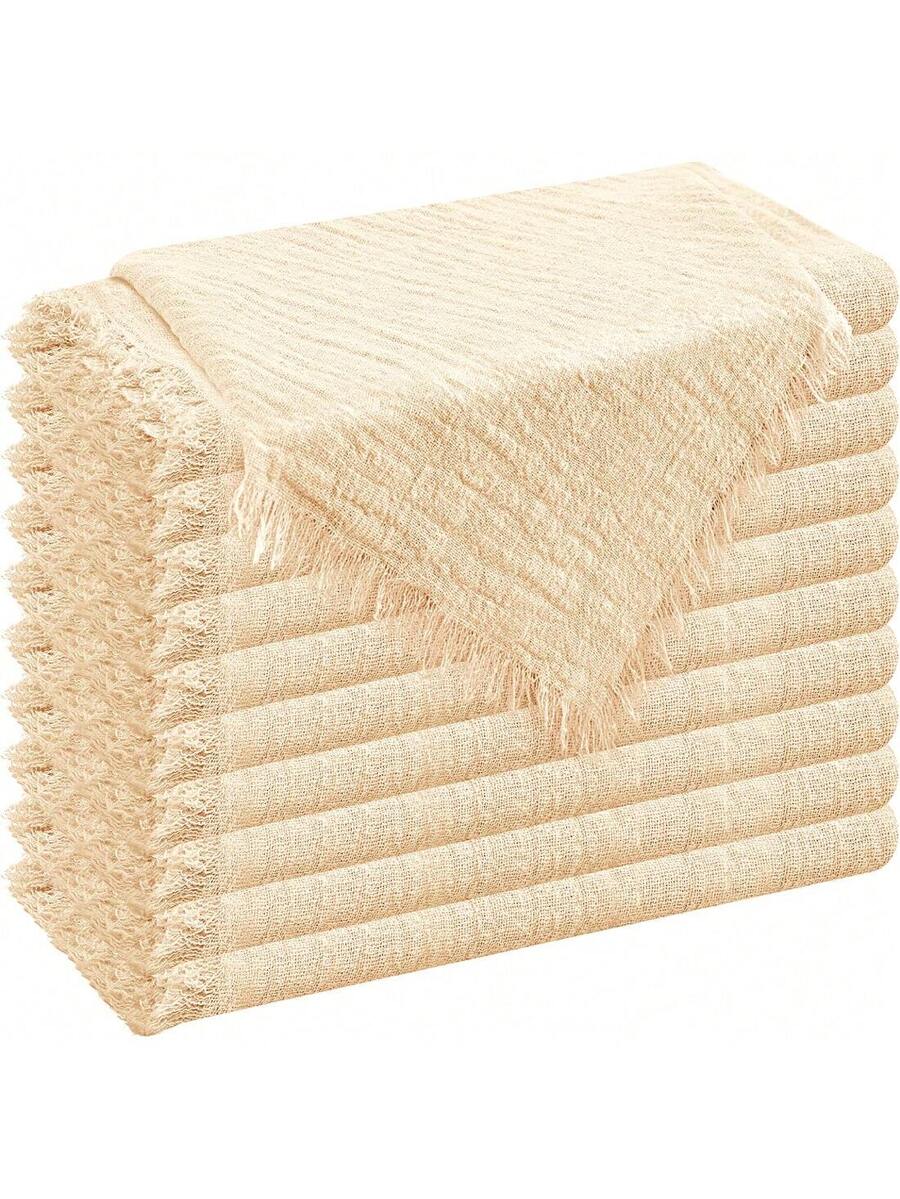 10-20-30-40-50-60pcs Tasseled Napkins, Soft And Absorbent, Reusable Cloth Napkins -8