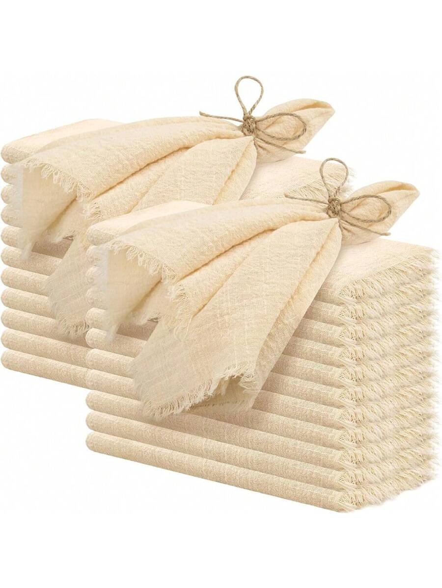 10-20-30-40-50-60pcs Tasseled Napkins, Soft And Absorbent, Reusable Cloth Napkins -9