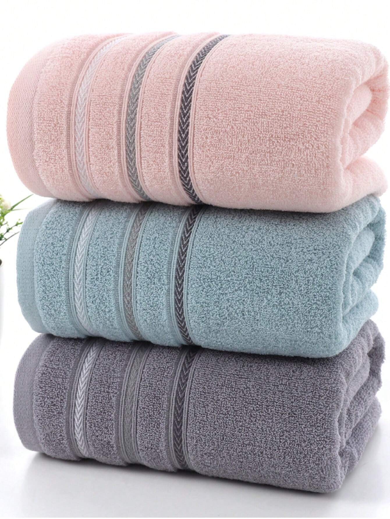 1pc Bath Towel, 100% Cotton Rectangular 70 140cm Minimalist Jacquard Pattern Or 34 71cm-11