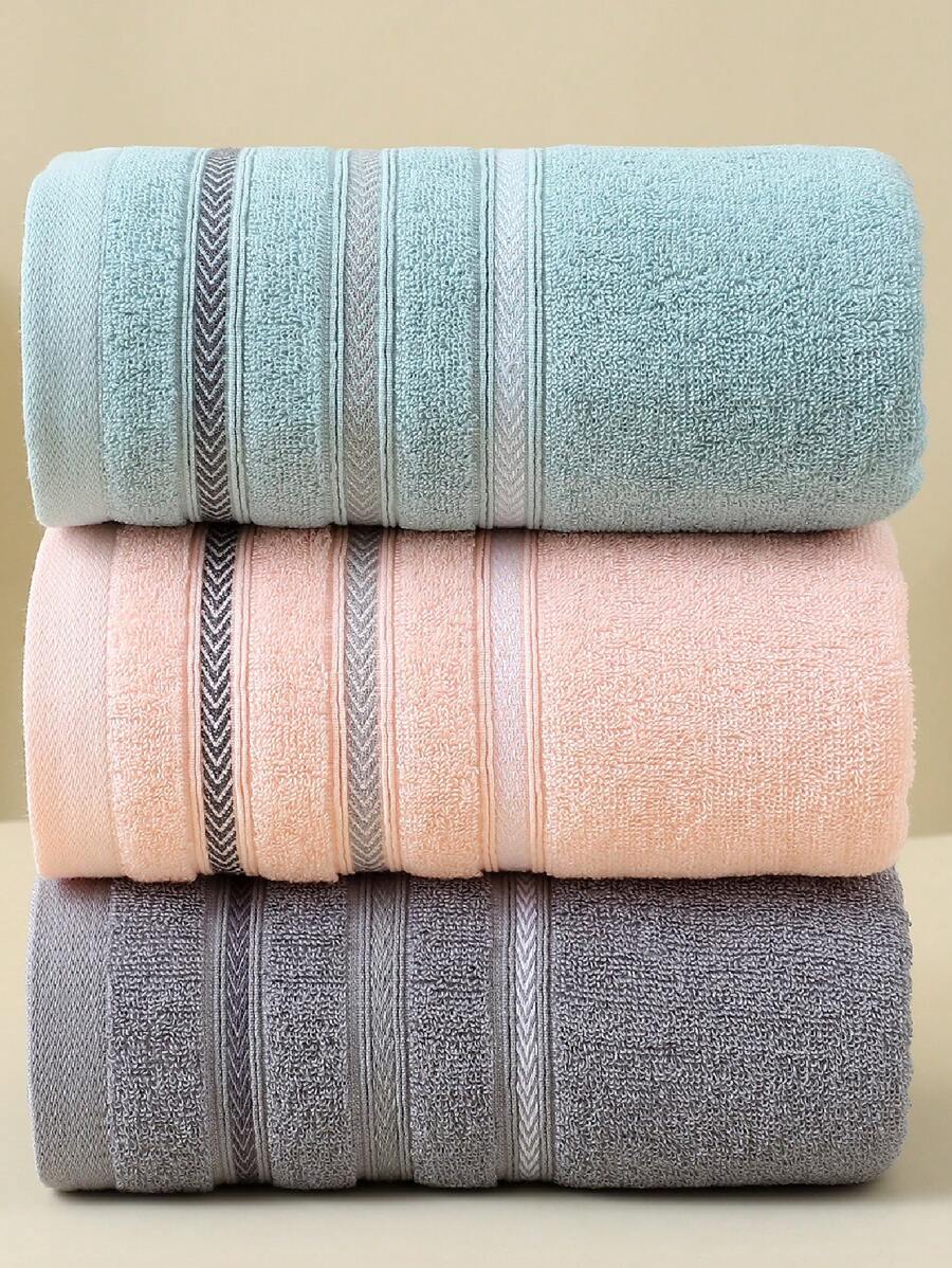 1pc Bath Towel, 100% Cotton Rectangular 70 140cm Minimalist Jacquard Pattern Or 34 71cm-6