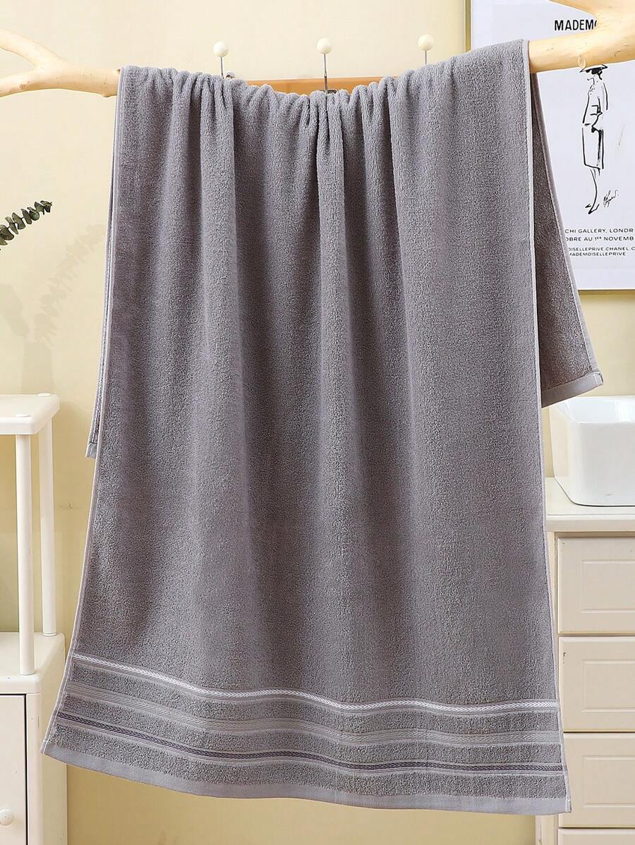 1pc Bath Towel, 100% Cotton Rectangular 70 140cm Minimalist Jacquard Pattern Or 34 71cm-8