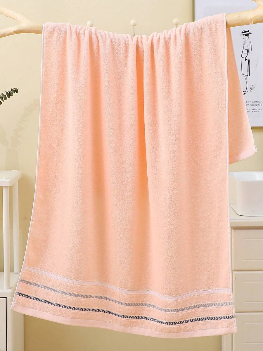 1pc Bath Towel, 100% Cotton Rectangular 70 140cm Minimalist Jacquard Pattern Or 34 71cm-9