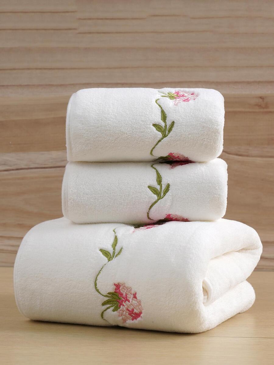 1pc Embroidered Microfiber Bath Towel Beach Towel Hand Towel-3