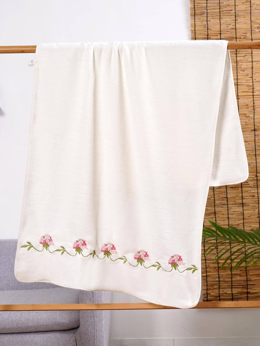 1pc Embroidered Microfiber Bath Towel Beach Towel Hand Towel-4