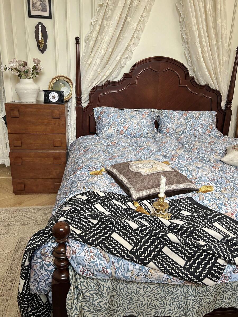 1pc Faux Lambswool Plaid Sofa Blanket, Outdoor Picnic-6