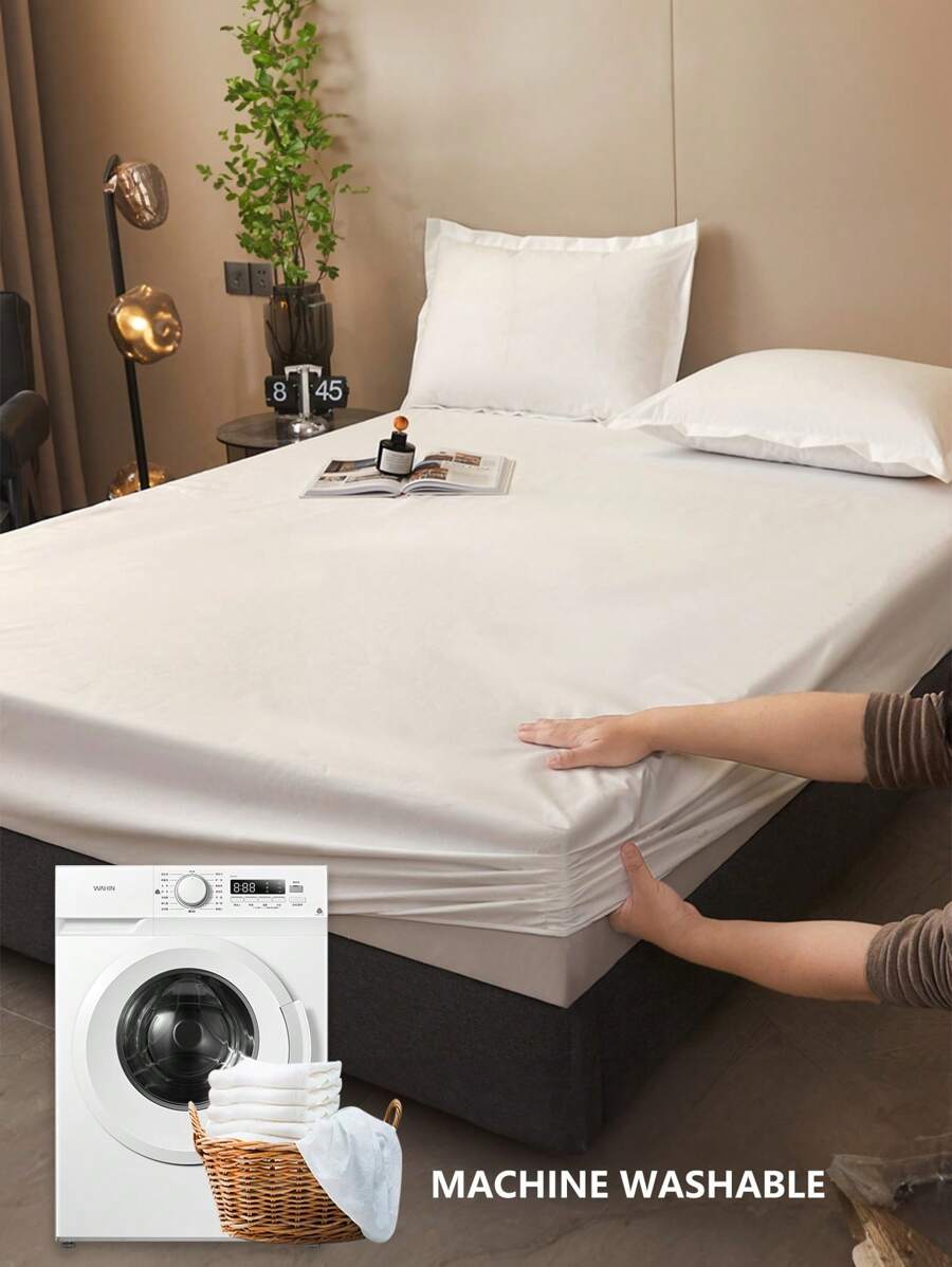 1pc Waterproof Bed Sheets, Bedding, Fitted Sheet, Skin-5