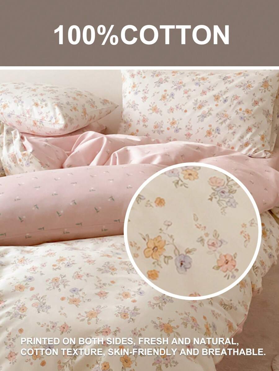 2 3pcs 100%Cotton, Floral Duvet Cover Set, Bedding-8