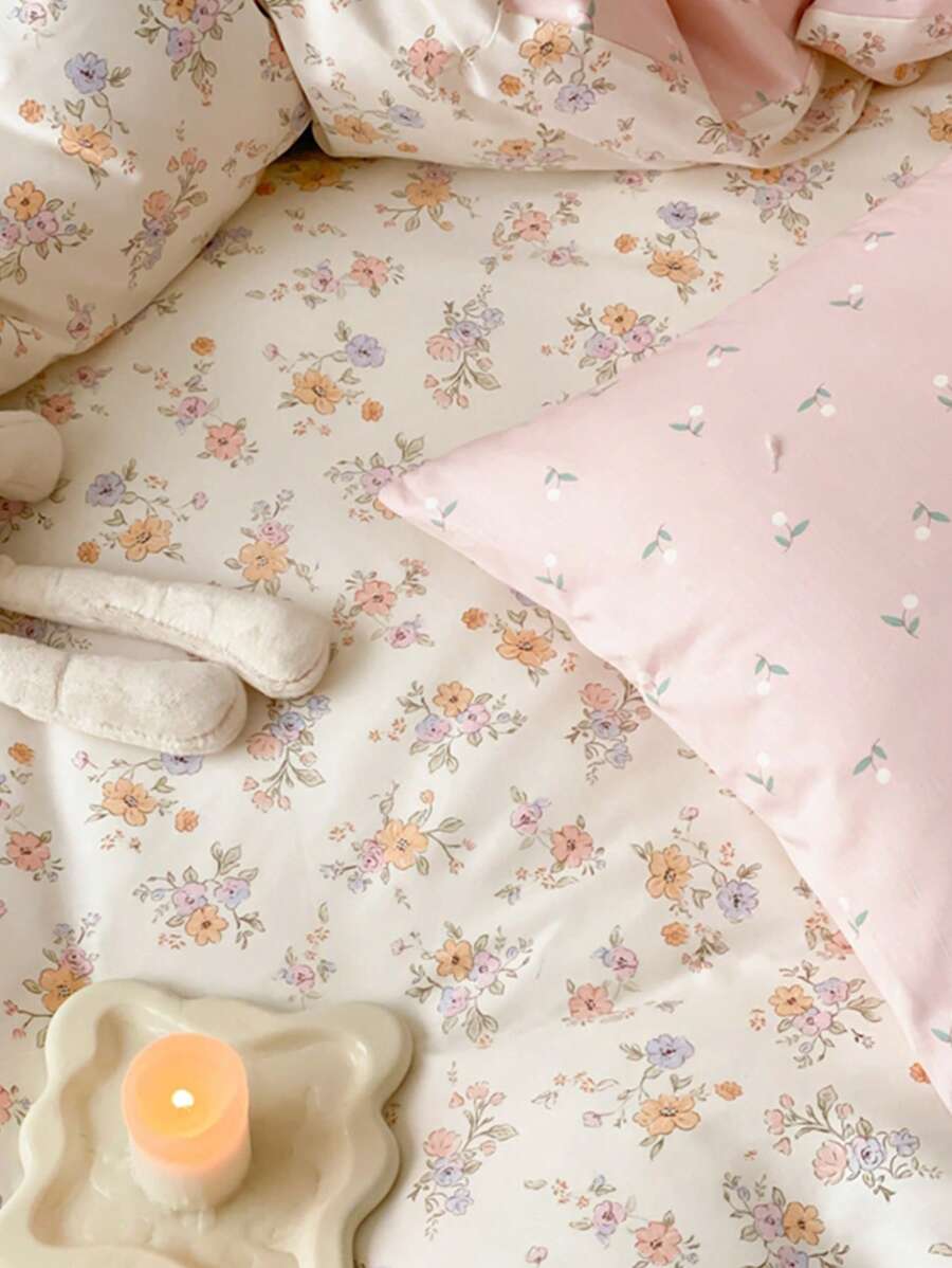 2 3pcs 100%Cotton, Floral Duvet Cover Set, Bedding-9