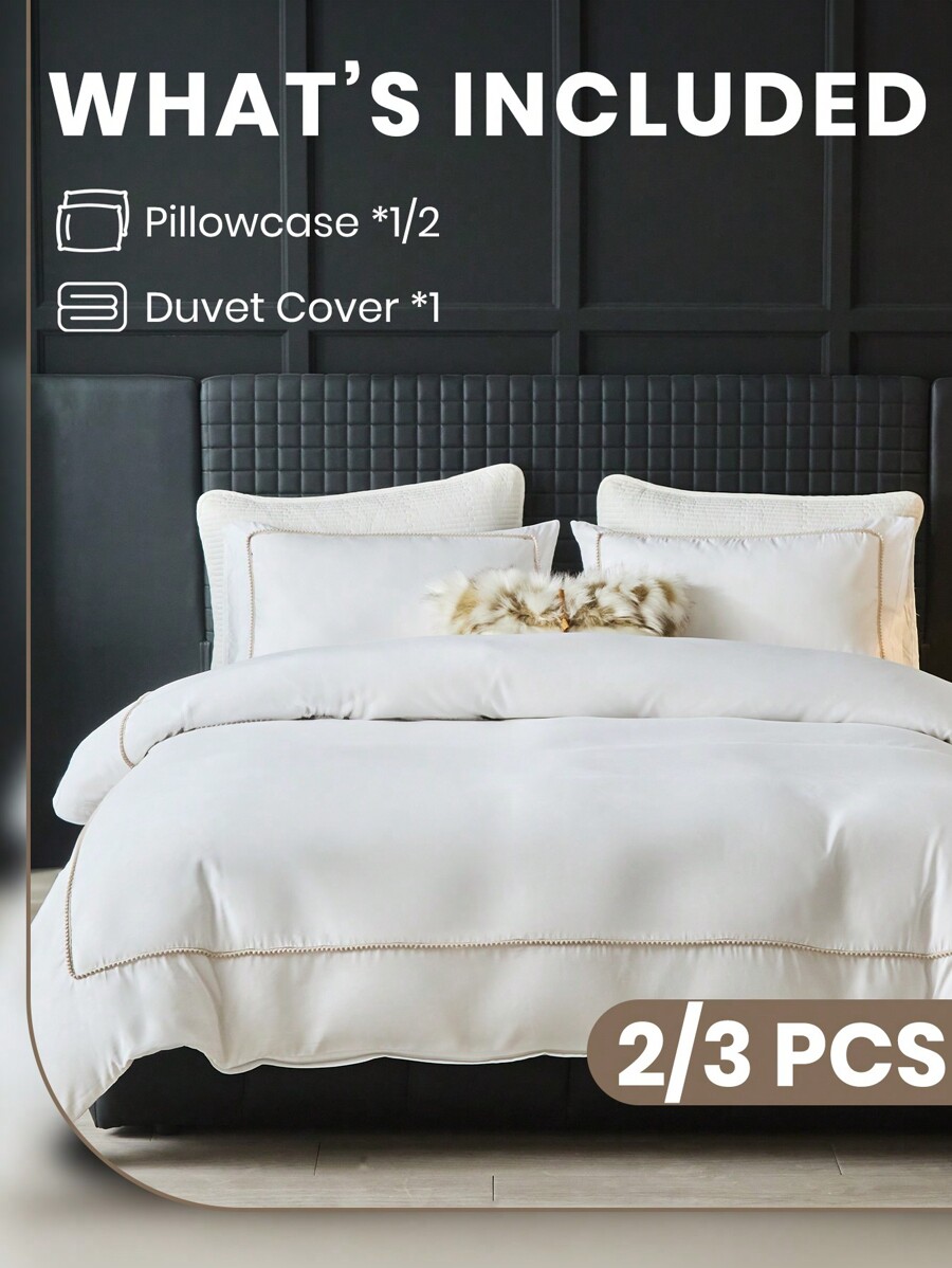 2 pcs Duvet Cover Set, Bedding, Solid Color Bedding Set-2