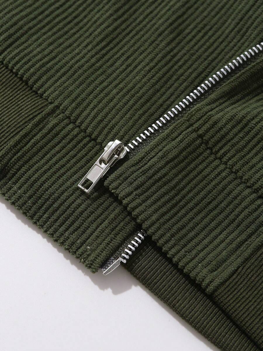 2pcs Men's Utility Pocket Corduroy Jacket Coat And Pants Set-4