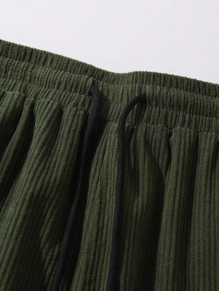 2pcs Men's Utility Pocket Corduroy Jacket Coat And Pants Set-5