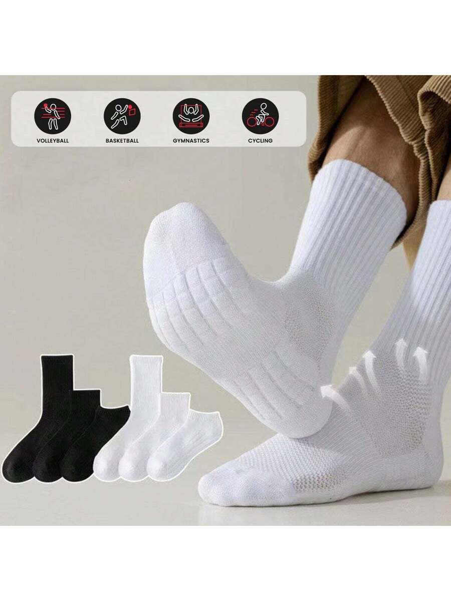 3 Pairs Men's Mid-Calf American-Style Basketball Socks, High-Top-8
