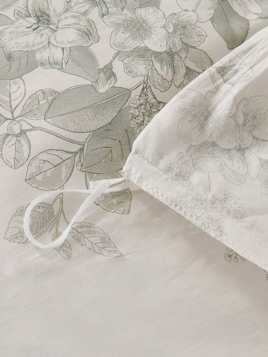 3Pcs Green Leaf Gardens Flower Print Duvet Cover Set Without Filler-8