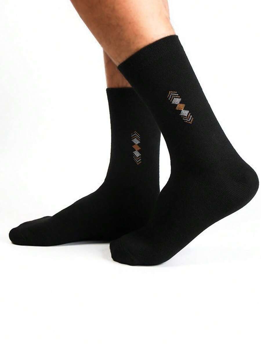 5 Pairs Assorted Men's Classic Solid & Printed Soft-3