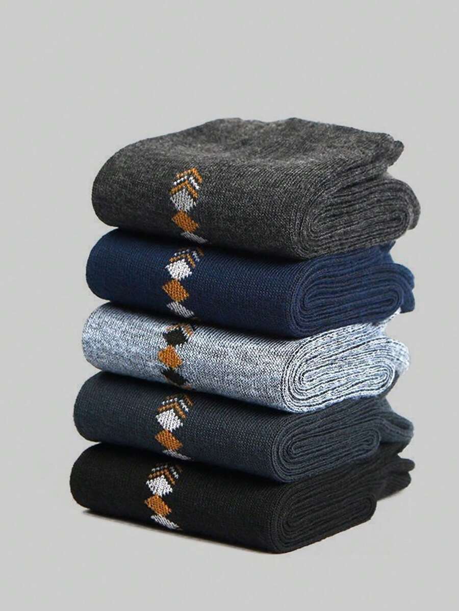 5 Pairs Assorted Men's Classic Solid & Printed Soft-4