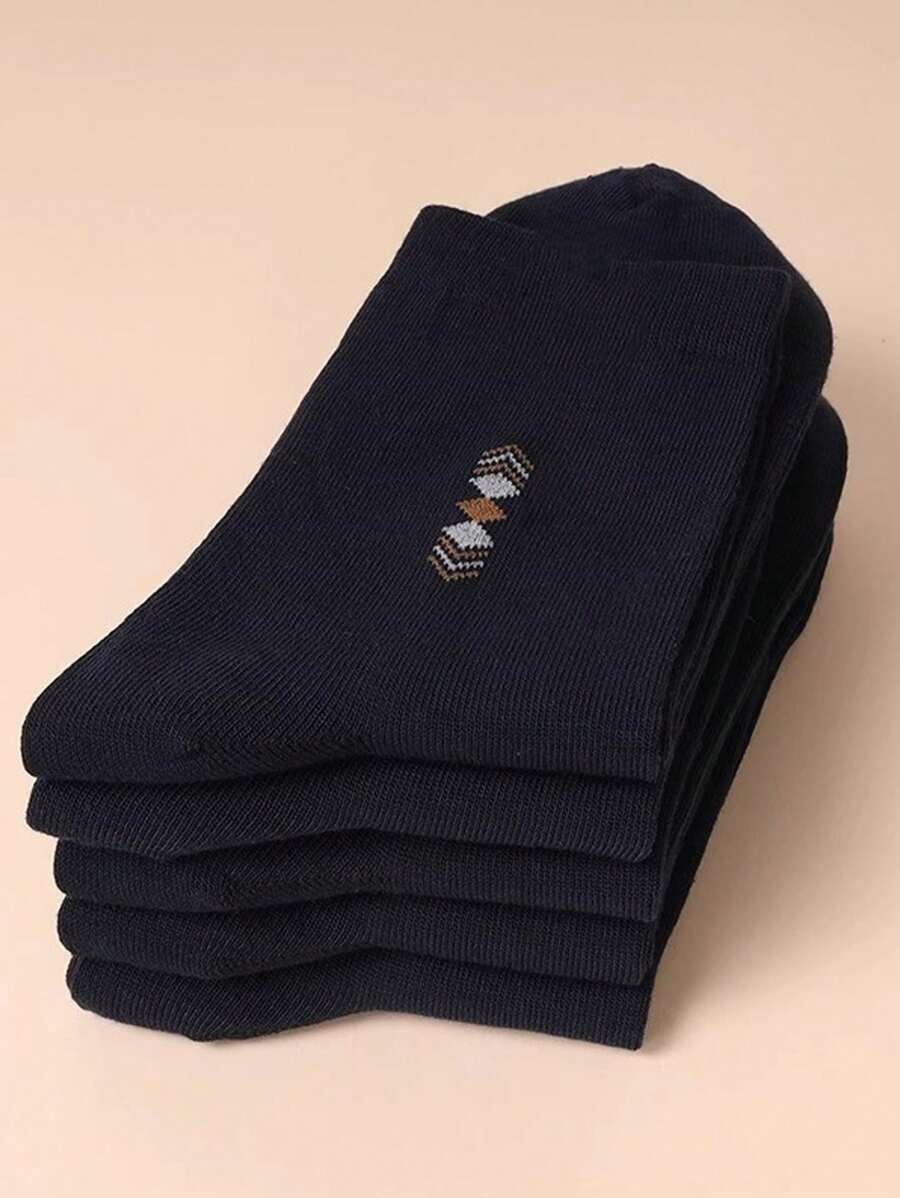 5 Pairs Assorted Men's Classic Solid & Printed Soft-6