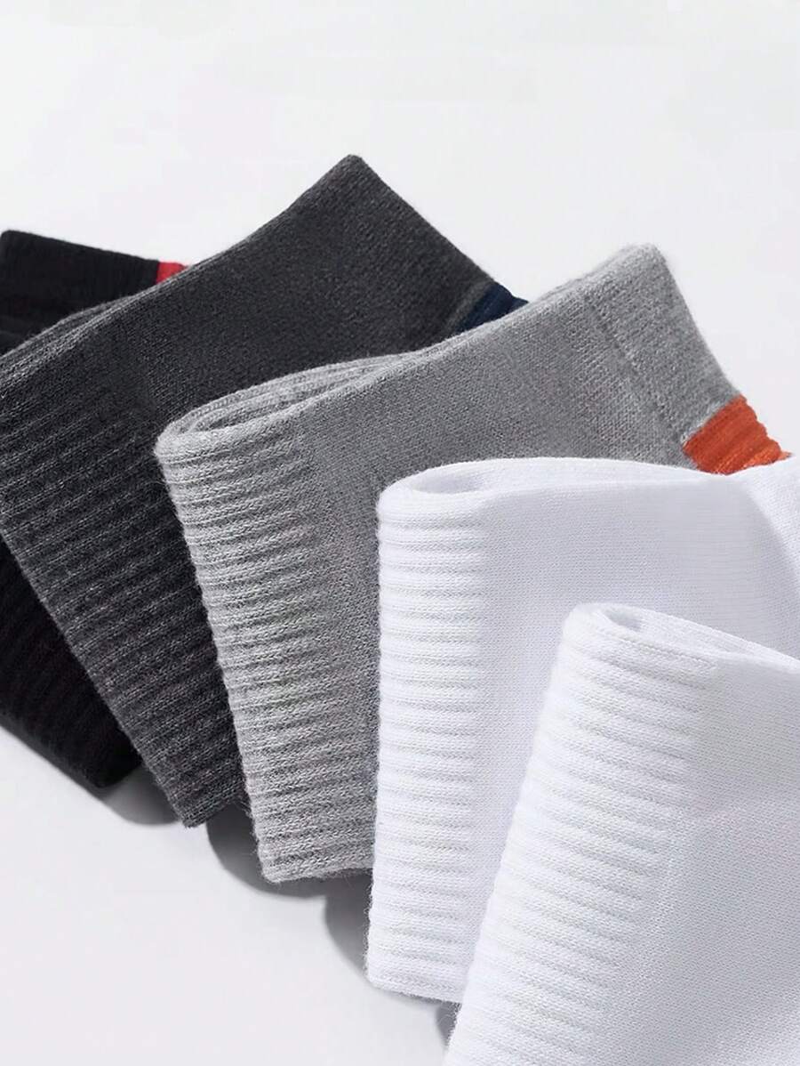 5 Pairs Men's Casual Sports Socks, Extra Stretchy Elastic Waist,-6