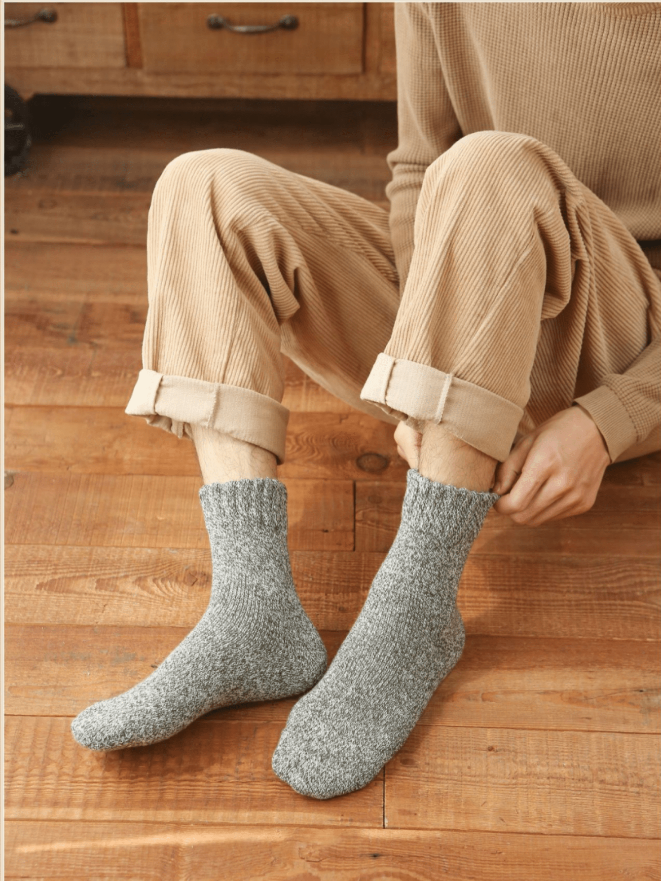 5 Pairs Men's Wool Socks, Winter Warm Soft Casual Crew Socks-2