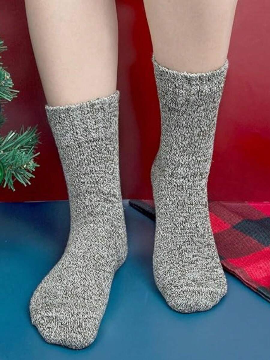 5 Pairs Men's Wool Socks, Winter Warm Soft Casual Crew Socks-8