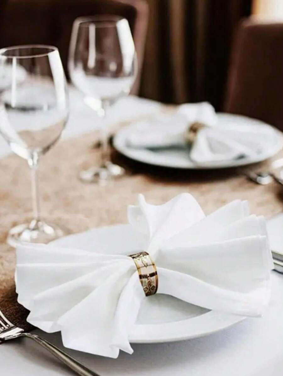 6-12pcs Simple Solid Color Fabric Napkins, Reusable & Washable29