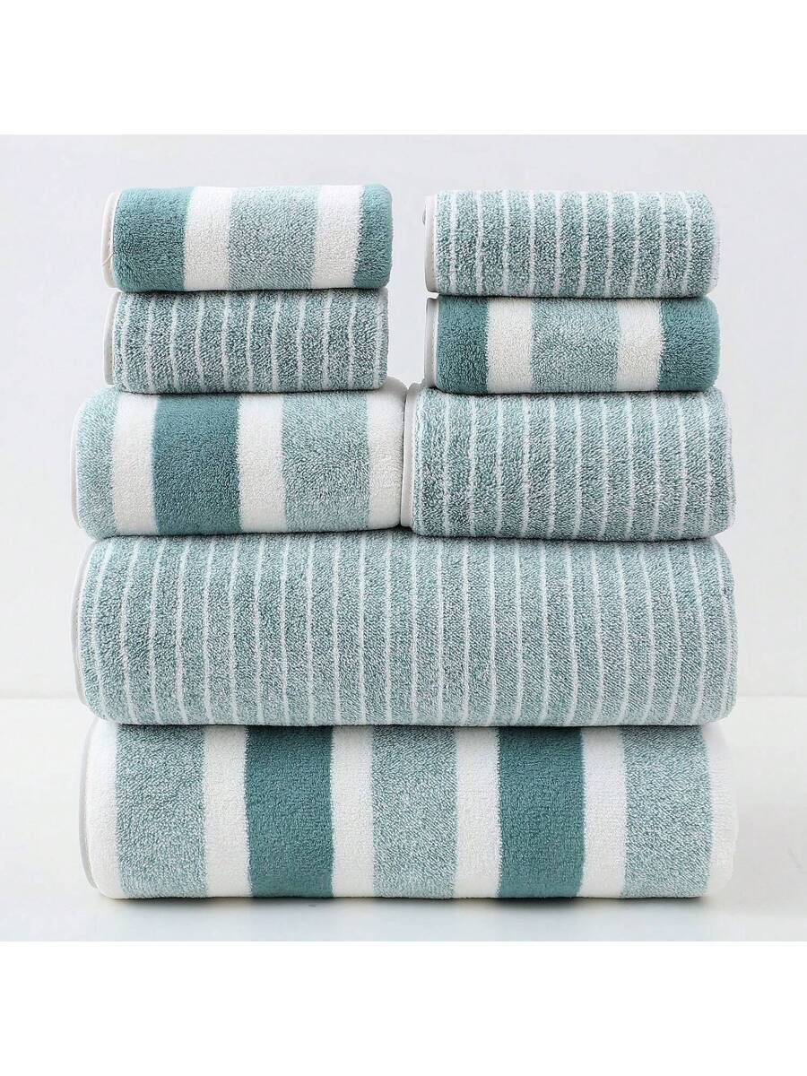 8 Pcs Soft Coral Velvet Towel Set, 2 Bath Towels + 2 Hand Towels -2