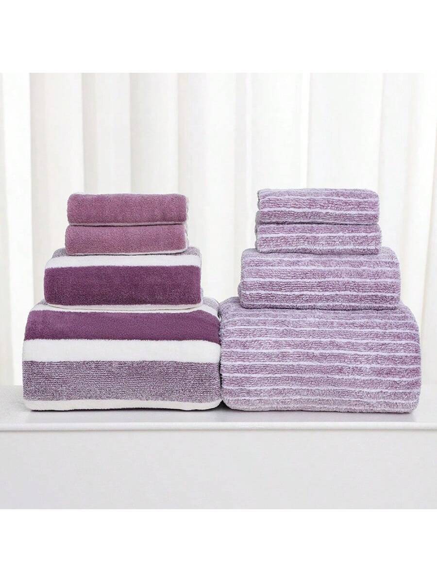 8 Pcs Soft Coral Velvet Towel Set, 2 Bath Towels + 2 Hand Towels -3