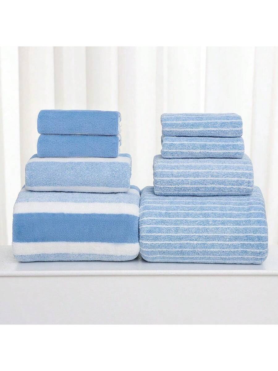 8 Pcs Soft Coral Velvet Towel Set, 2 Bath Towels + 2 Hand Towels -4