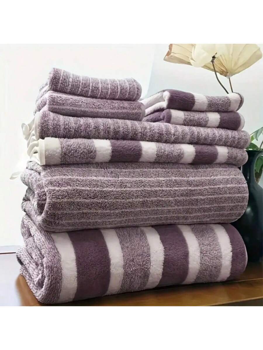 8 Pcs Soft Coral Velvet Towel Set, 2 Bath Towels + 2 Hand Towels -8