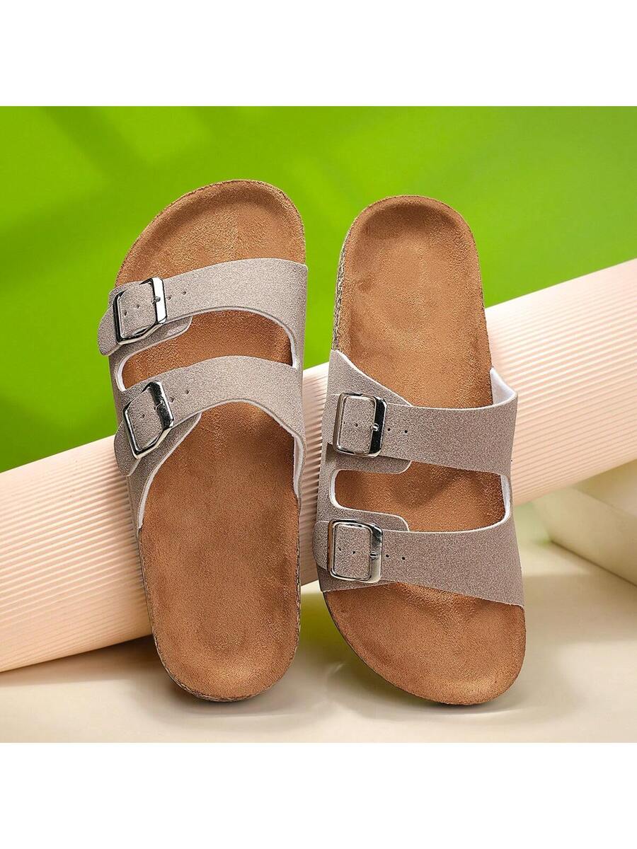 Buckle Flat Slippers, Beach Style Unisex Open Toe Outdoor Casual Sandals For Summer-4