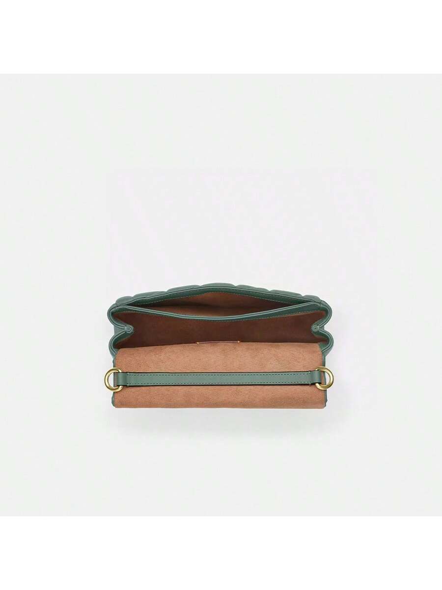 Coach 22 Logo Snap Closure Leather Top Handle Crossbody Shoulder Bag Small Women Green-3