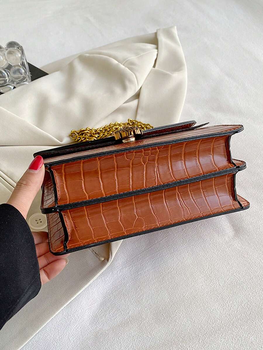 Crocodile Grain Leather Woman Handbag-4