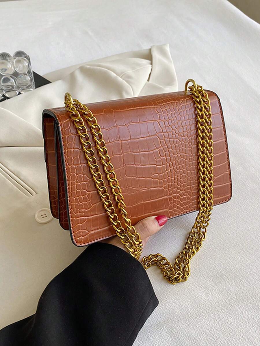 Crocodile Grain Leather Woman Handbag-5