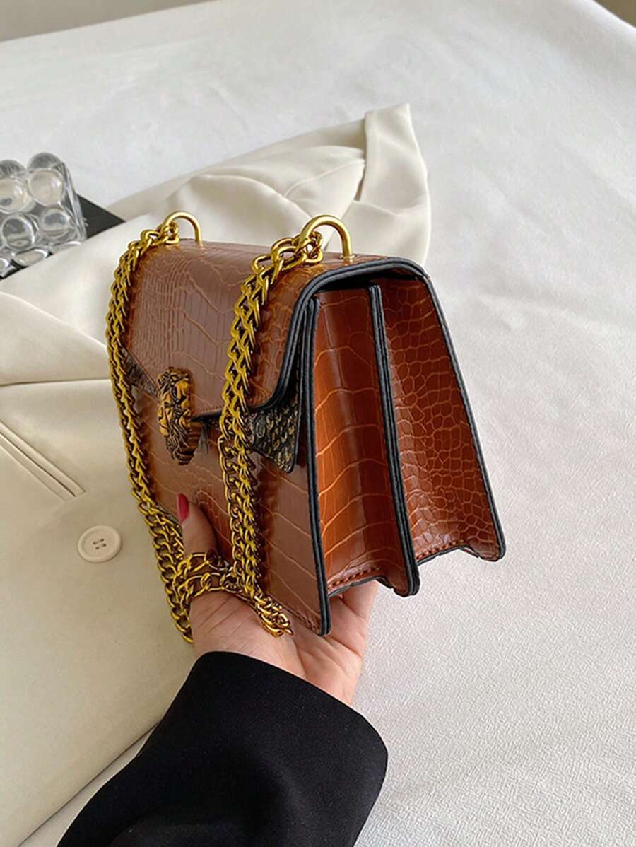 Crocodile Grain Leather Woman Handbag-6