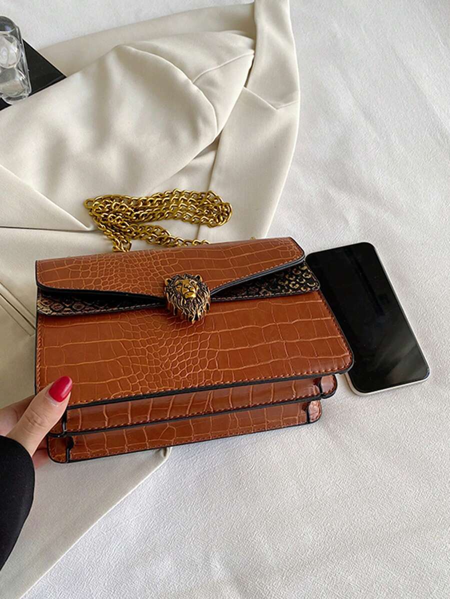 Crocodile Grain Leather Woman Handbag-8