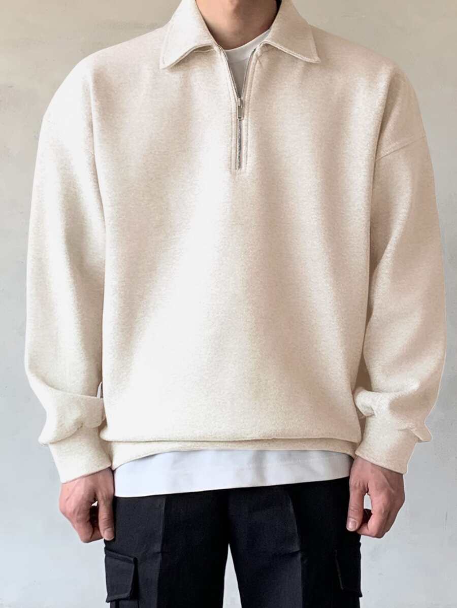 DAZY Men Quarter Zipper Drop Shoulder Pullover Without Tee-2