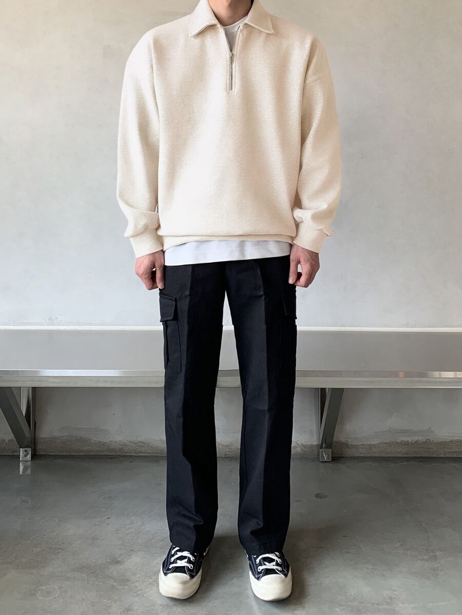 DAZY Men Quarter Zipper Drop Shoulder Pullover Without Tee-3