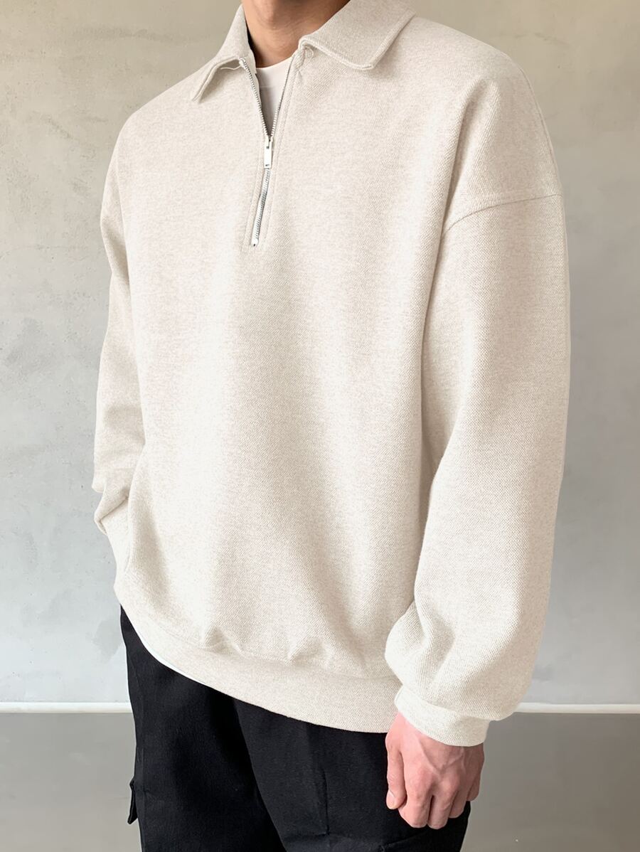 DAZY Men Quarter Zipper Drop Shoulder Pullover Without Tee-4