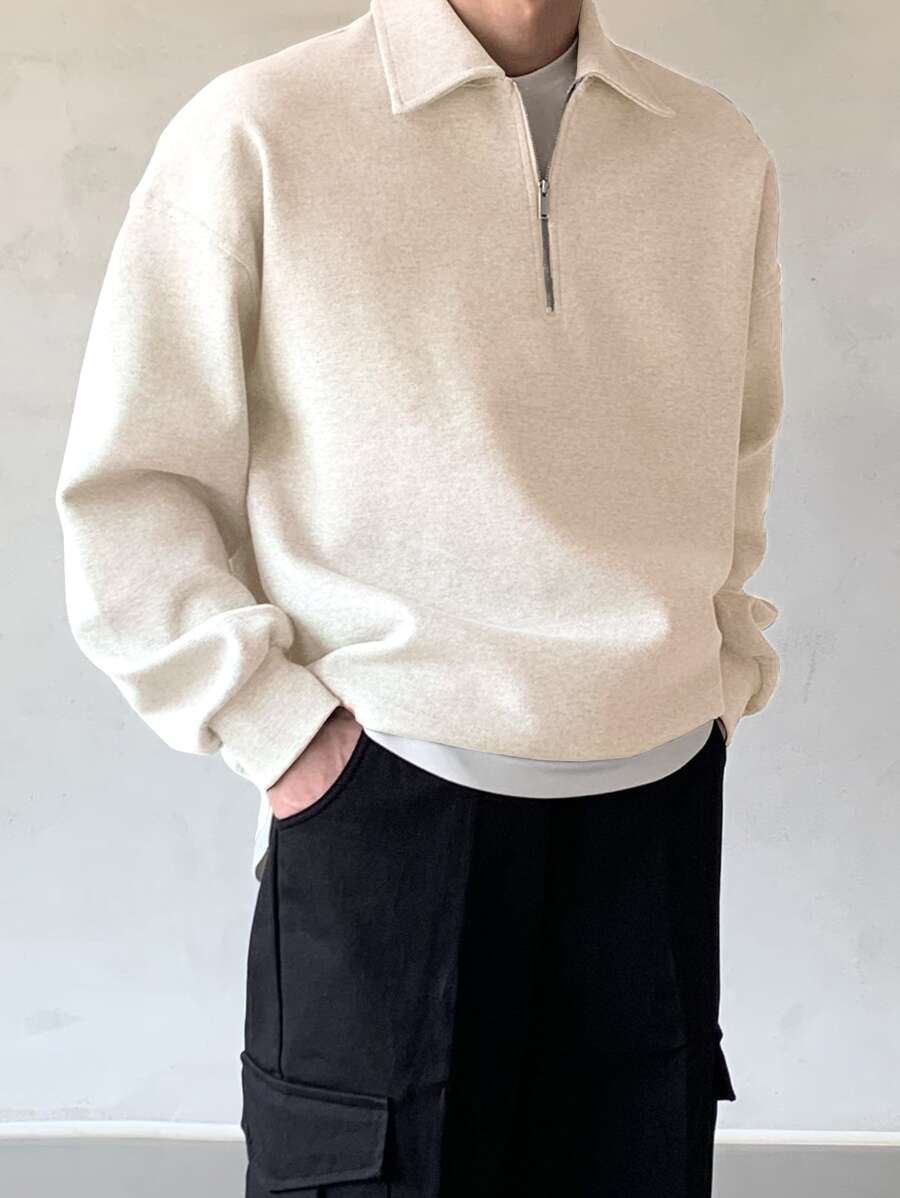 DAZY Men Quarter Zipper Drop Shoulder Pullover Without Tee-5