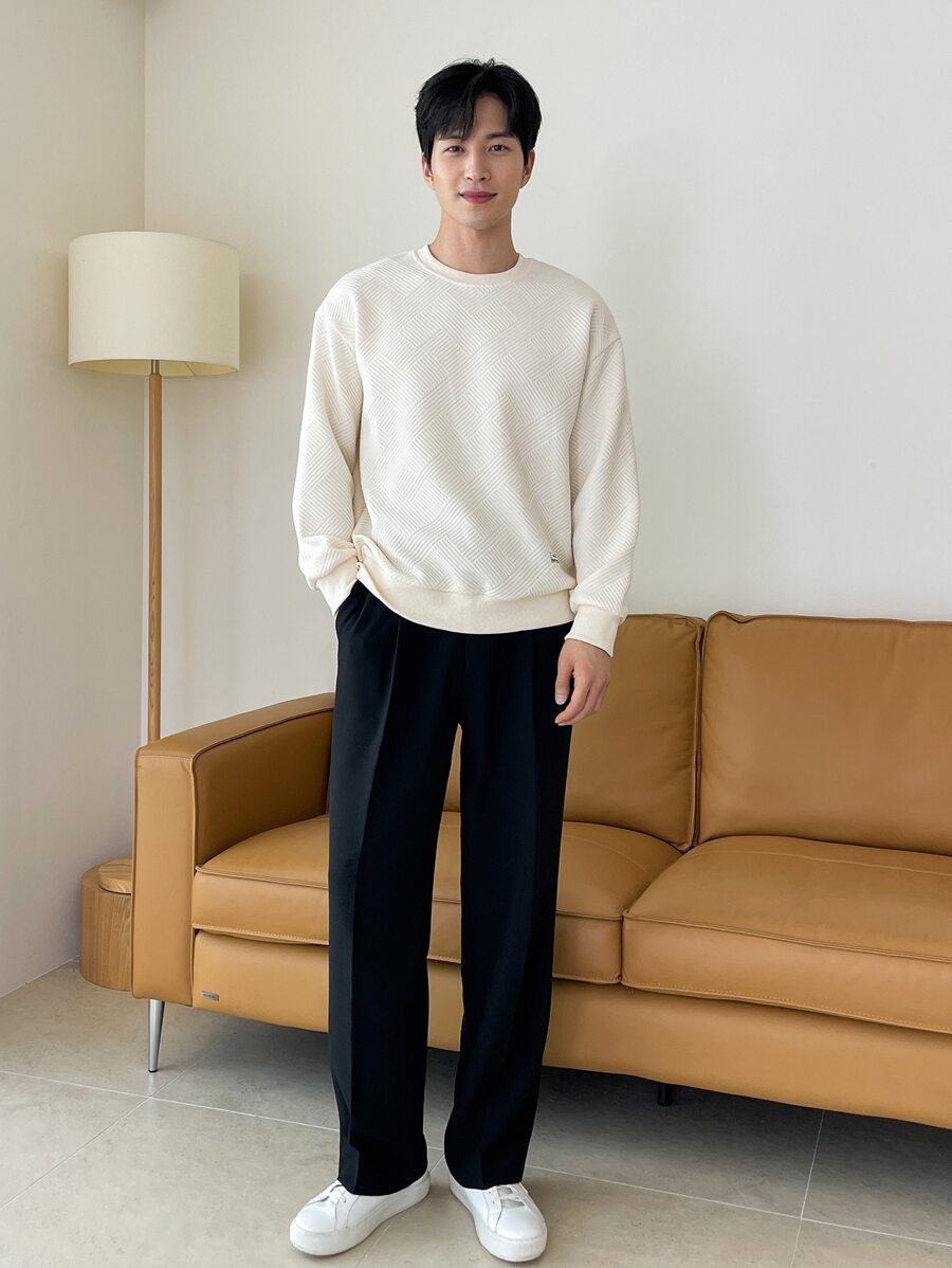 DAZY Men Solid Drop Shoulder Sweatshirt-3