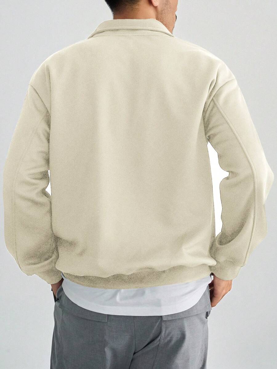 DAZY Men's Solid Color Half Zipper Pullover Sweatshirt-2